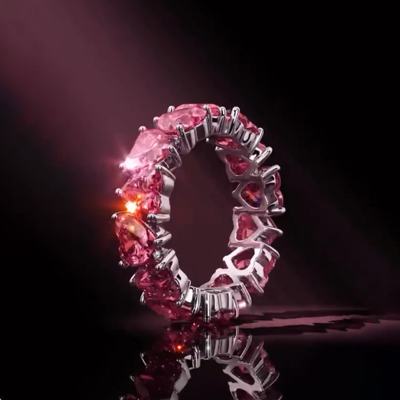 Iced Ruby Heart Cut Ring