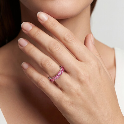 Pink Heart Cut Eternity Band