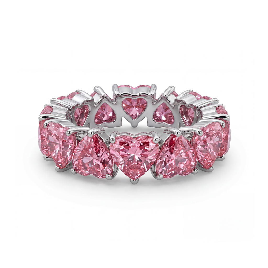 11.2ct TCW Pink Heart Cut Eternity Band 11.2ct TCW Pink Heart Cut Eternity Band
