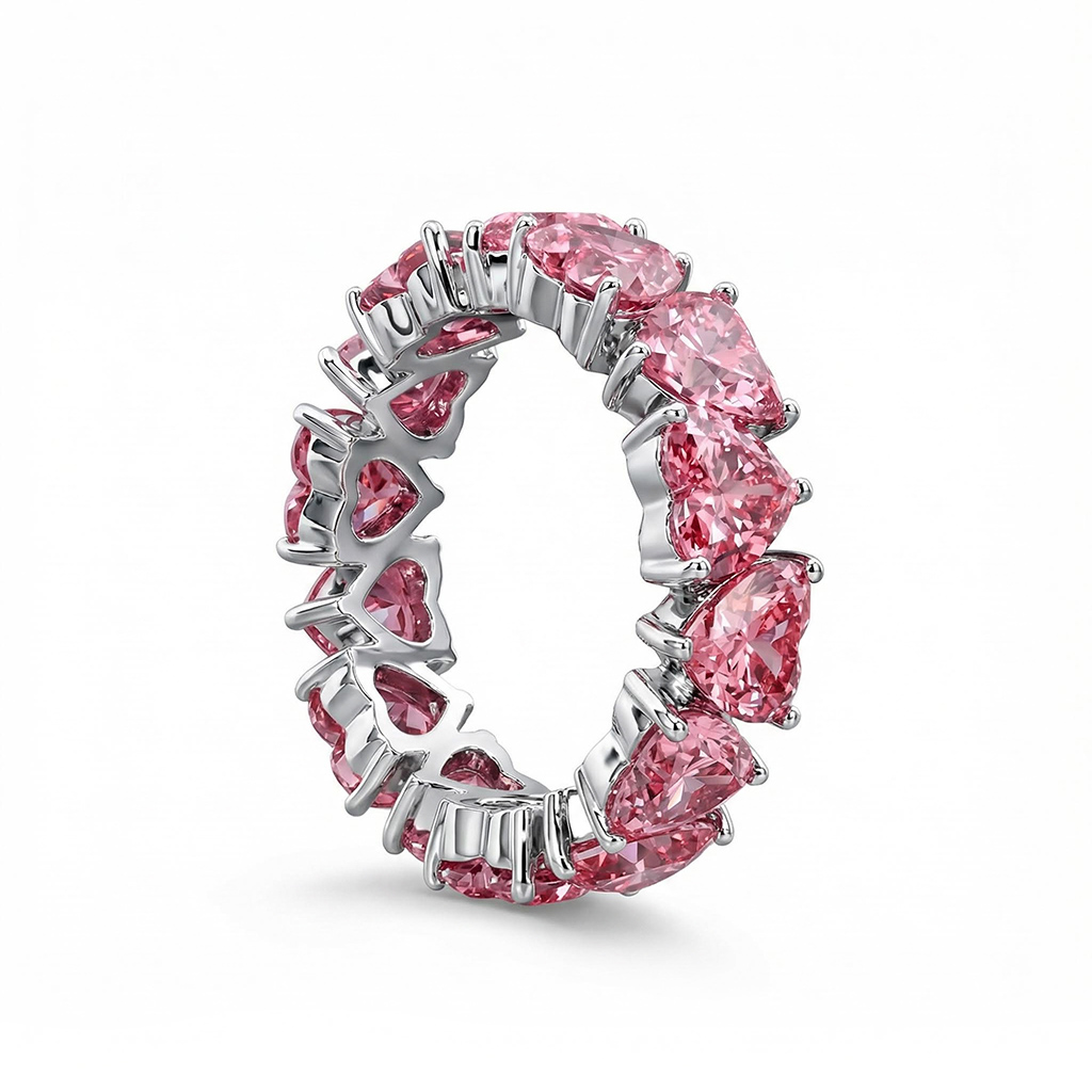 11.2ct TCW Pink Heart Cut Eternity Band 11.2ct TCW Pink Heart Cut Eternity Band