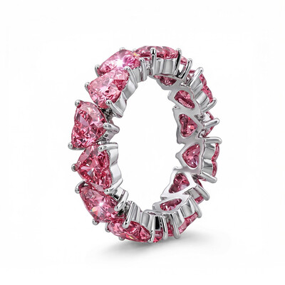 Pink Heart Cut Eternity Band