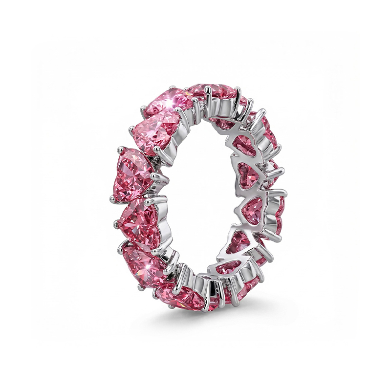 11.2ct TCW Pink Heart Cut Eternity Band 11.2ct TCW Pink Heart Cut Eternity Band