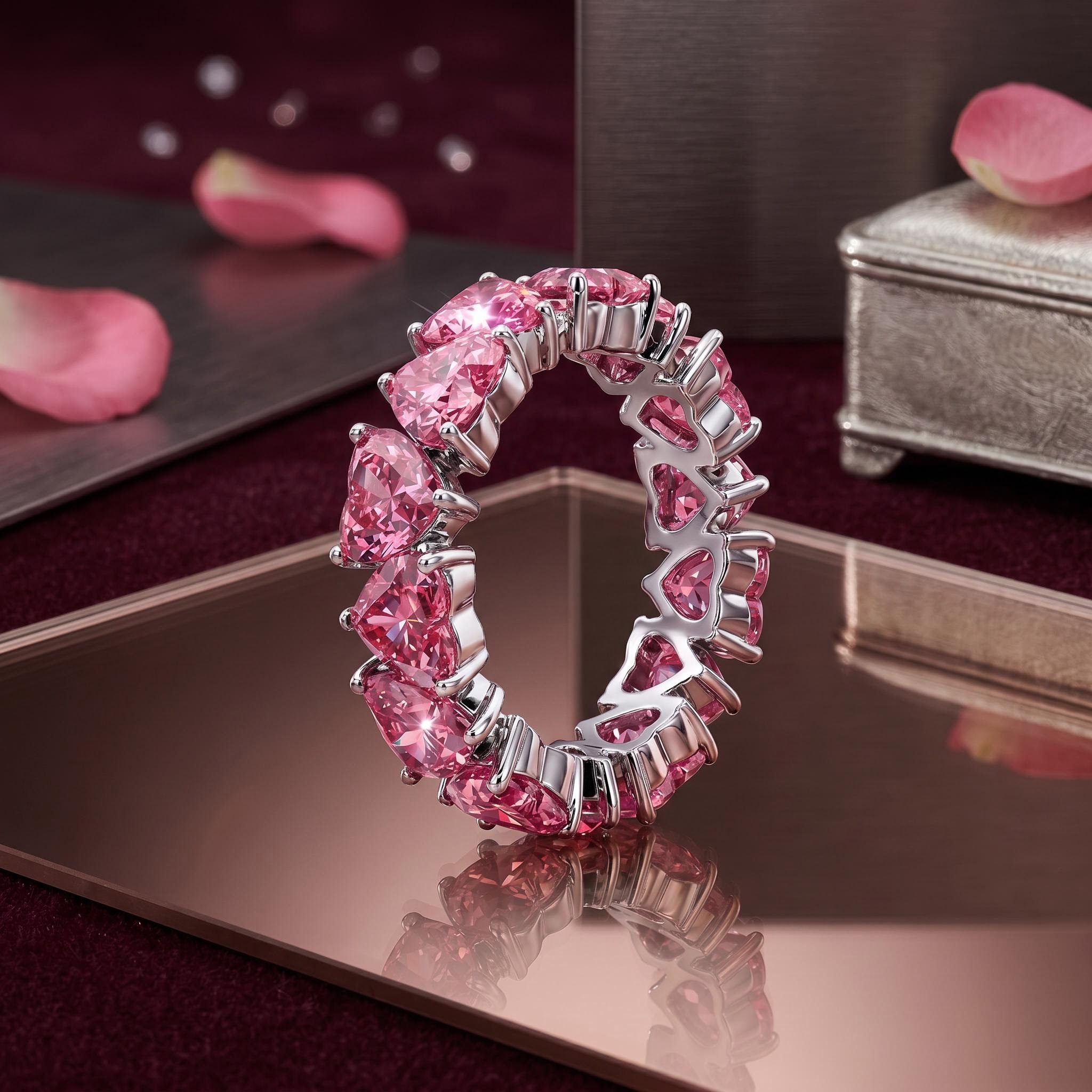 11.2ct. tw. Vivid Pink Heart Cut Eternity Band 11.2ct. tw. Vivid Pink Heart Cut Eternity Band