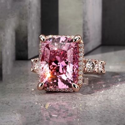 Diamond Morganite Engagement Ring
