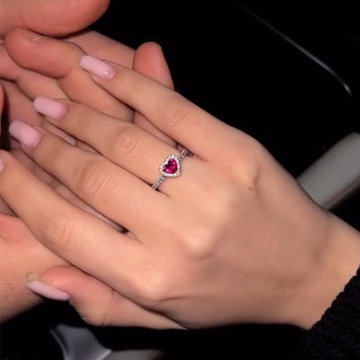 Heart Ruby Engagement Ring