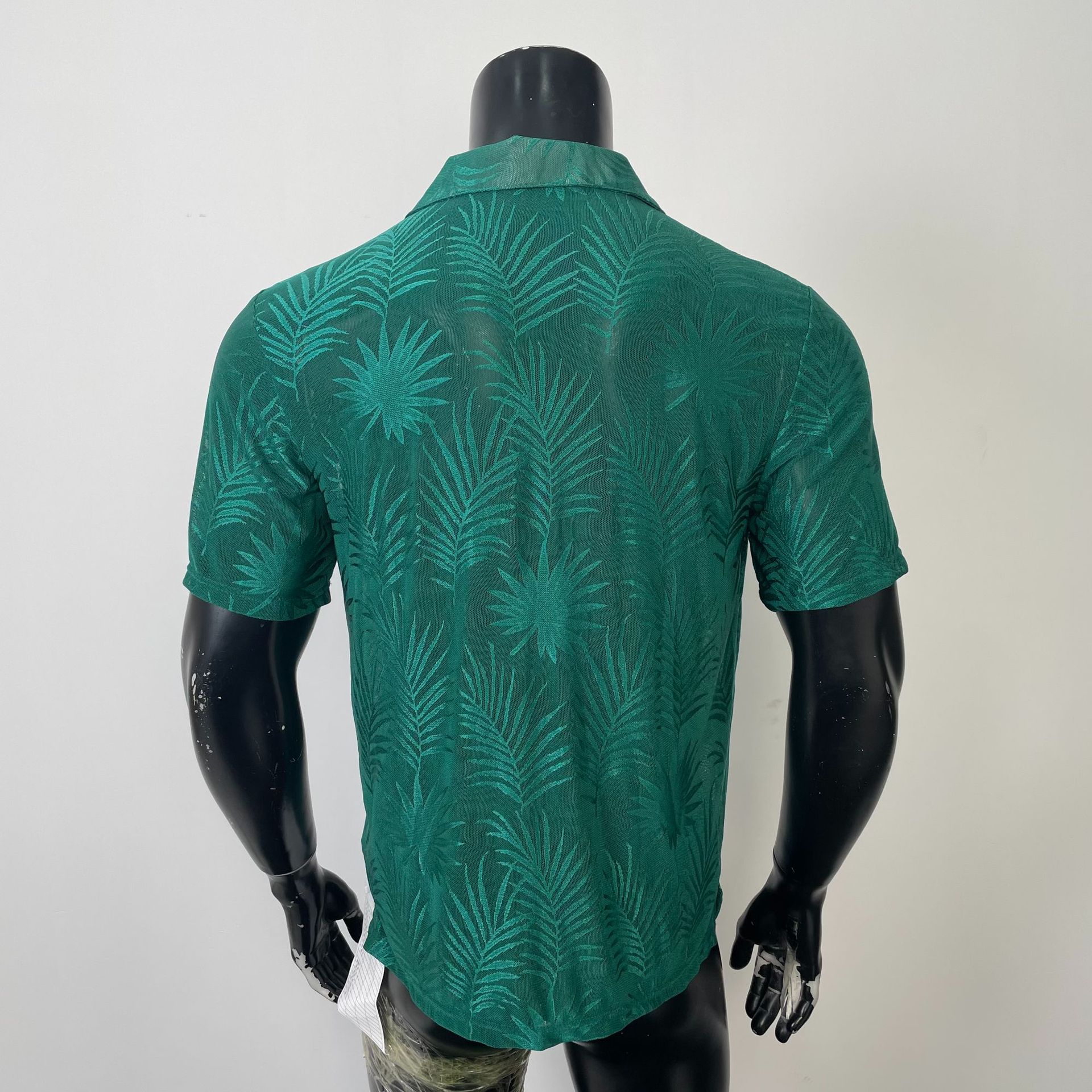 Leaf Print Cutout Hawaiian Shirt