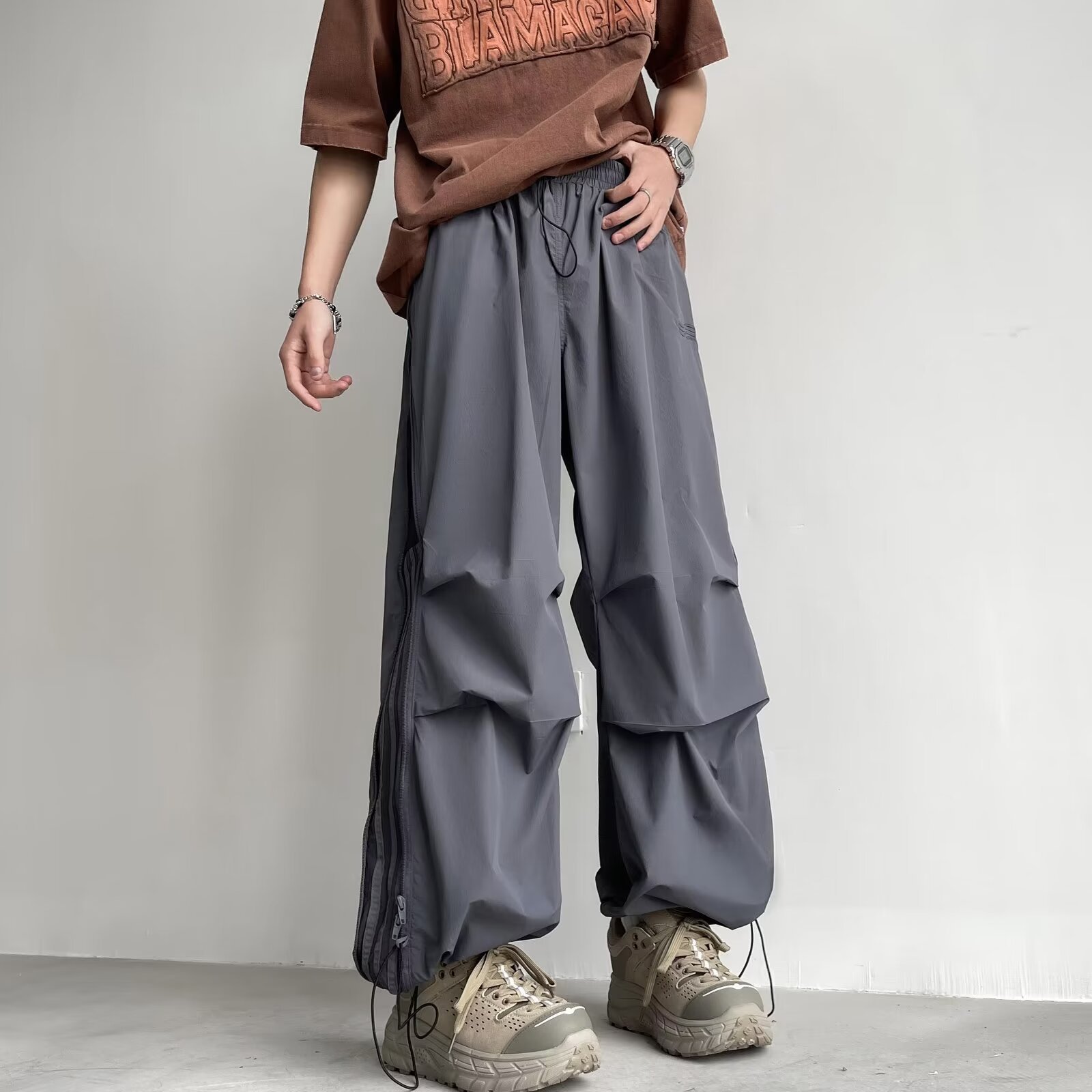 Striped Colorblock Trend Pleated Casual Pants