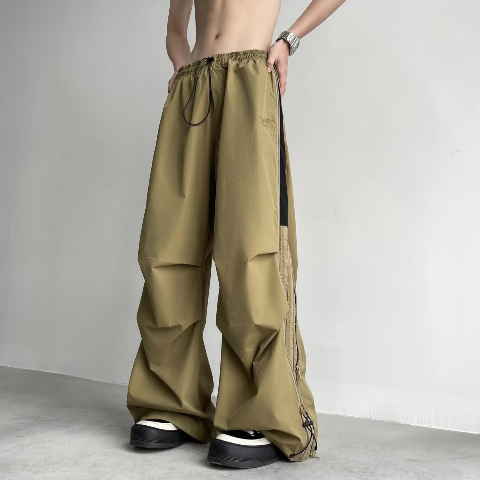 Striped Colorblock Trend Pleated Casual Pants