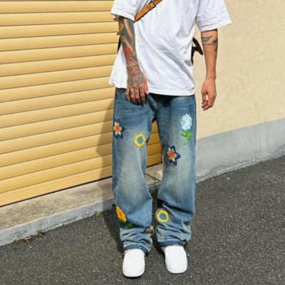 Hip Hop Fun Floral Embroidered Jeans