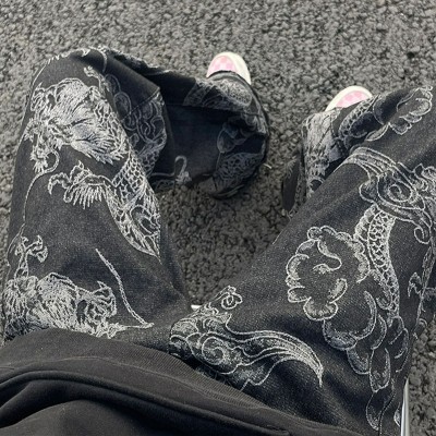 Hip Hop Dragon Print Jeans