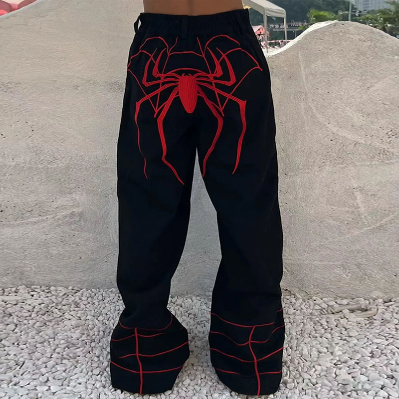 Y2K Hip Hop Spider Patch Embroidered Jeans