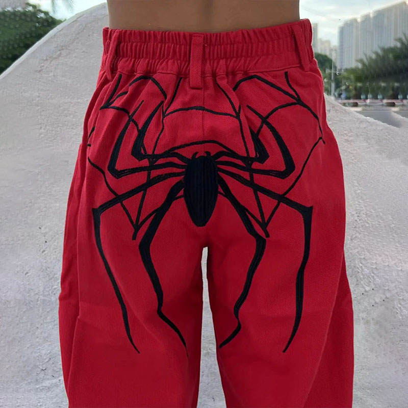 Y2K Hip Hop Spider Patch Embroidered Jeans