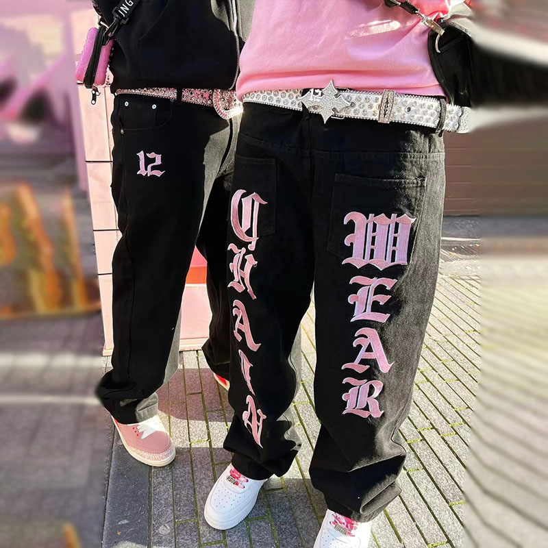 Y2K Hip Hop Letter Print Jeans