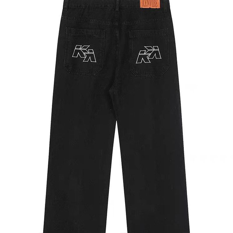 Y2K Phantom Alphabet Print Denim Wide Leg Pants