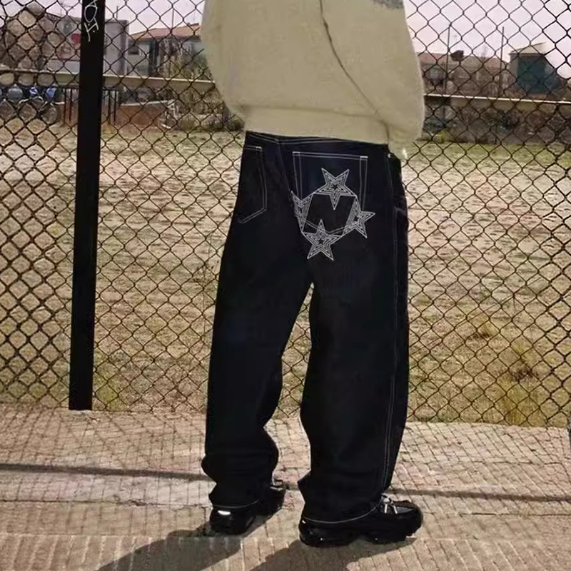Y2K Hip Hop Star Print Jeans