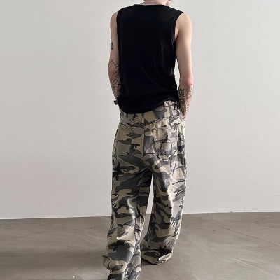 Y2K Hip Hop Vintage Workwear Camo Jeans