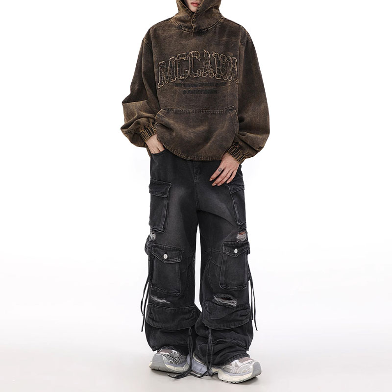 Hip Hop Punk Multi-Pocket Jeans