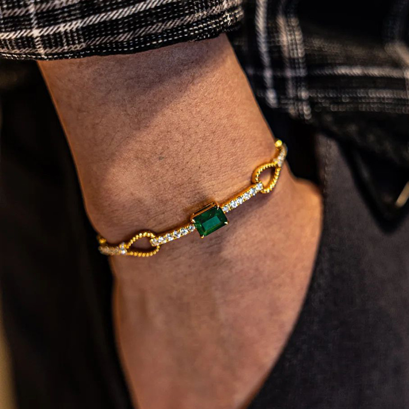 Emerald Knot Open Bangle Bracelet