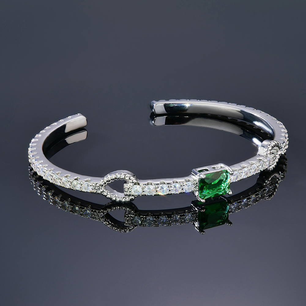 Emerald Knot Open Bangle Bracelet