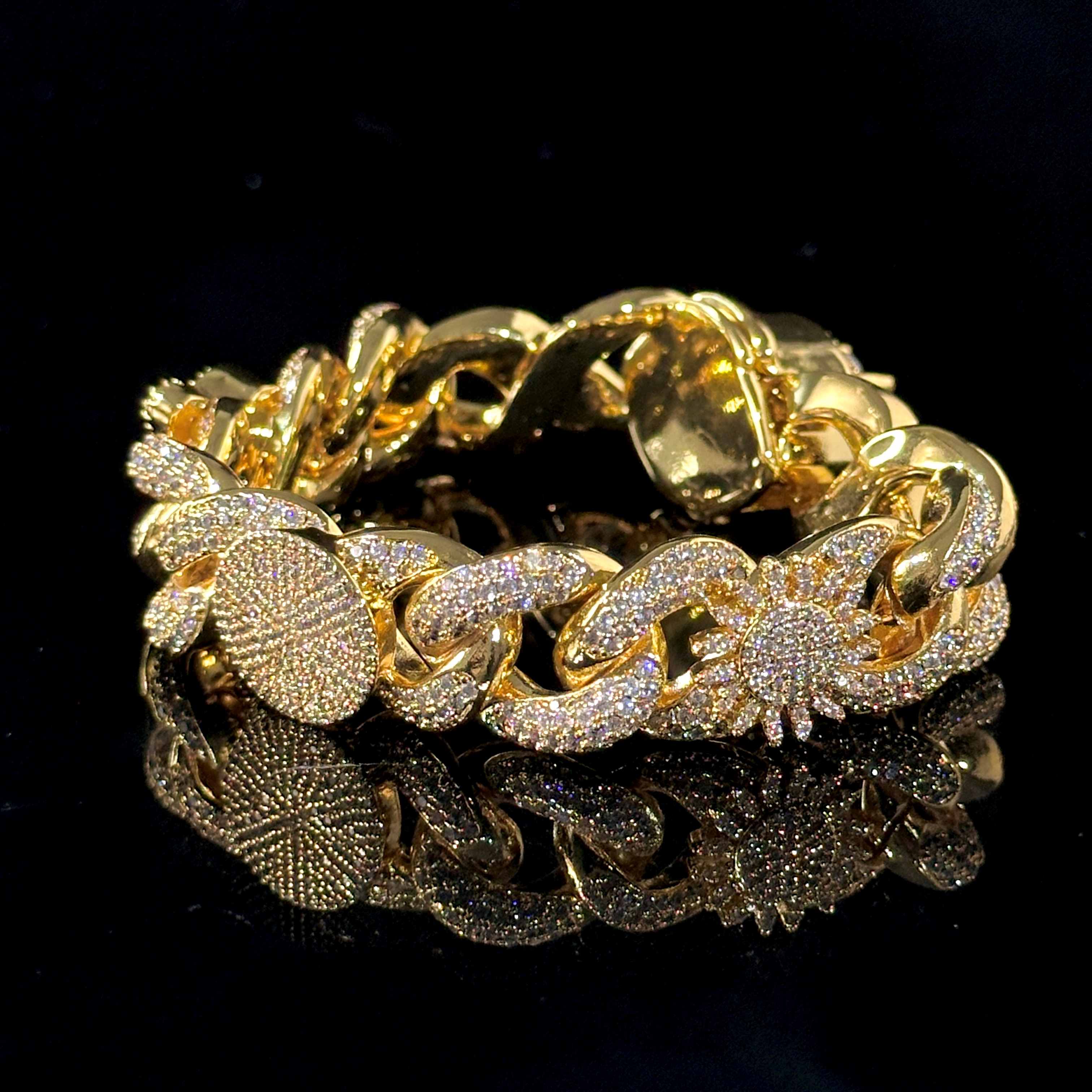 Iced Devil Eye Various Planets Cuban Bracelet