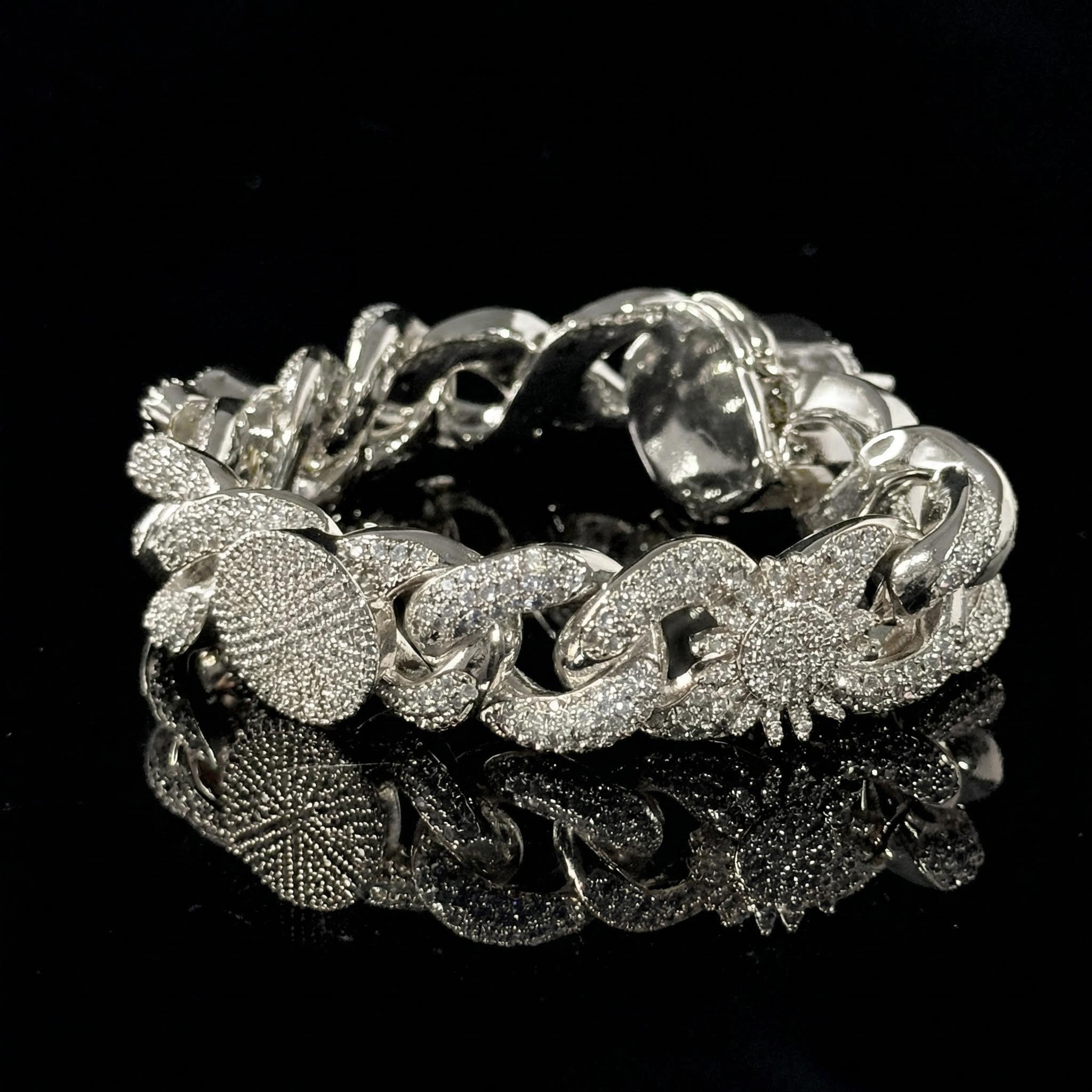 Iced Devil Eye Various Planets Cuban Bracelet