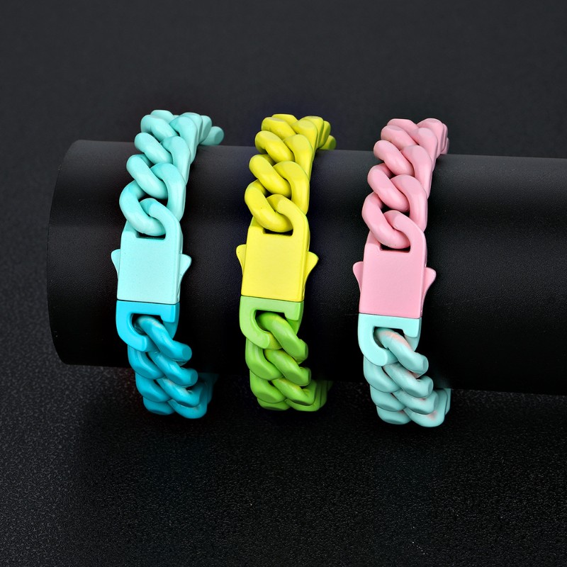 13mm Baked Lacquer Gradient Two Color Cuban Bracelet