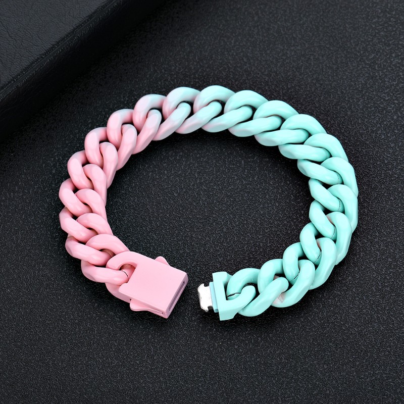 13mm Baked Lacquer Gradient Two Color Cuban Bracelet