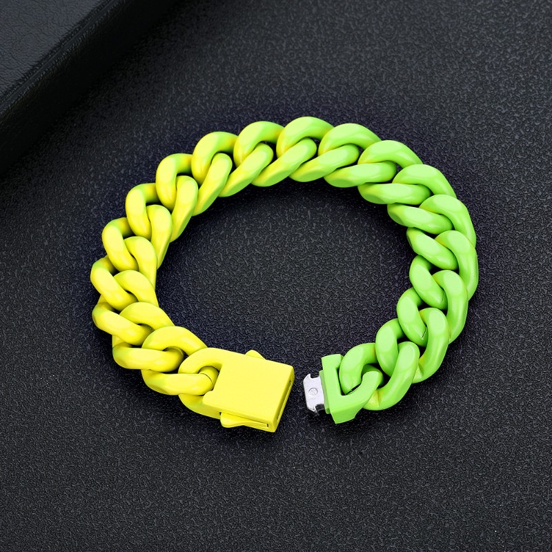 13mm Baked Lacquer Gradient Two Color Cuban Bracelet