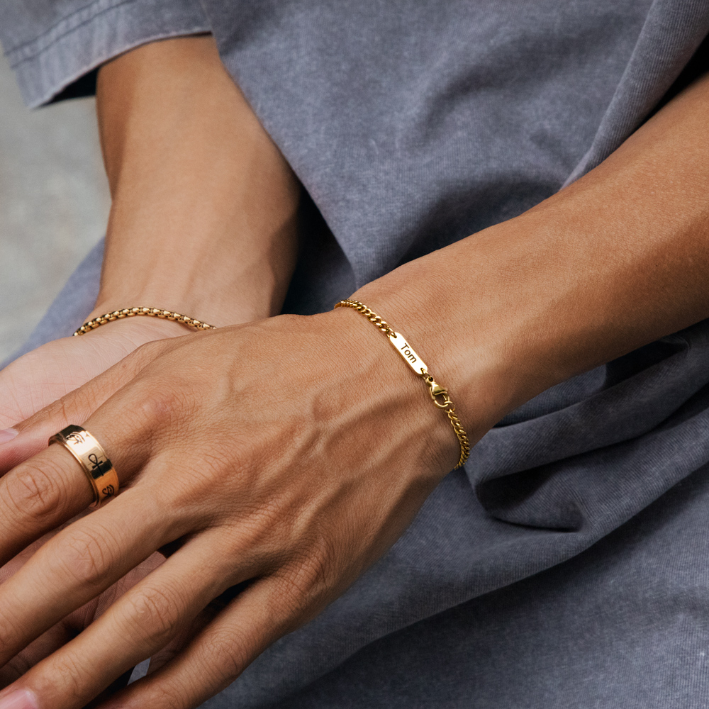 3mm Custom Name Cuban Bracelet in Gold