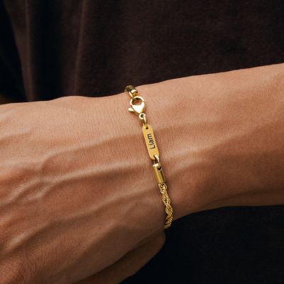 3mm Custom Name Rope Bracelet in Gold