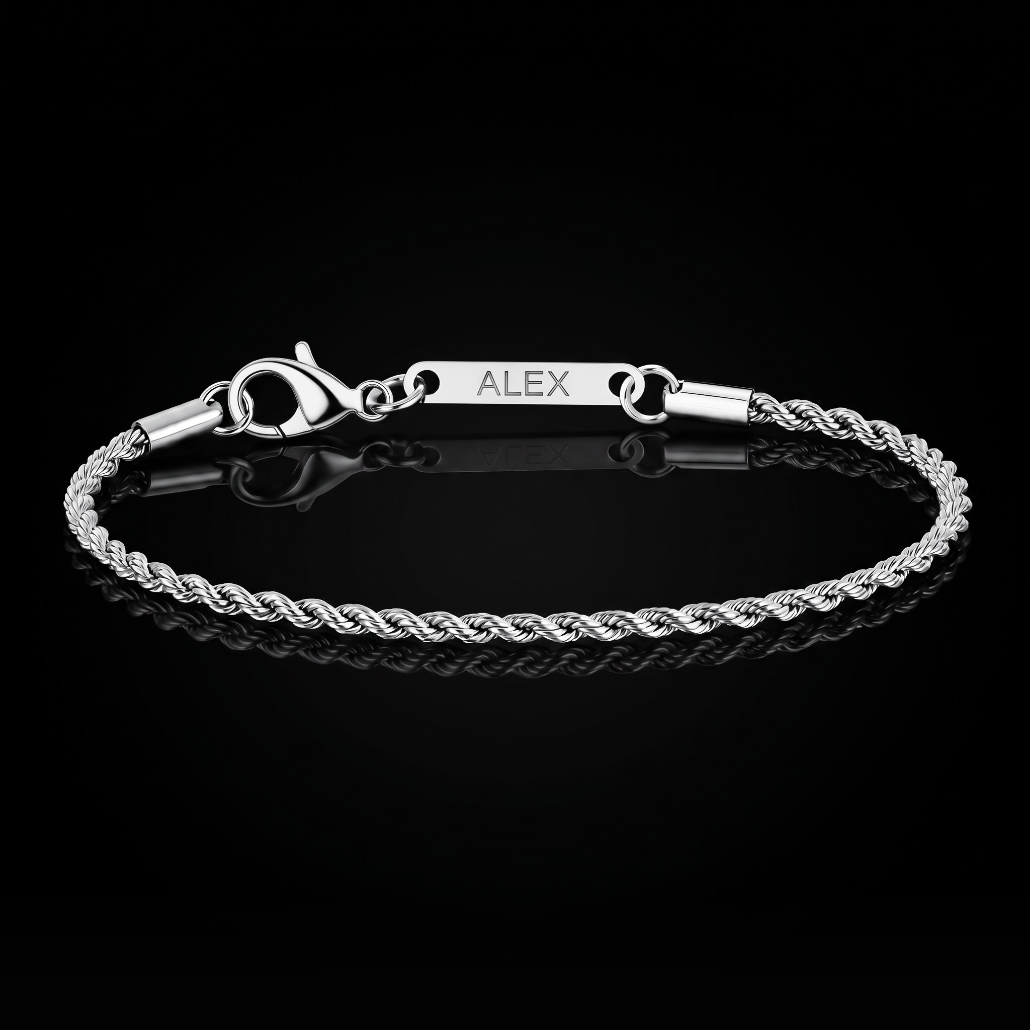 3mm Custom Name Stainless Steel Rope Bracelet