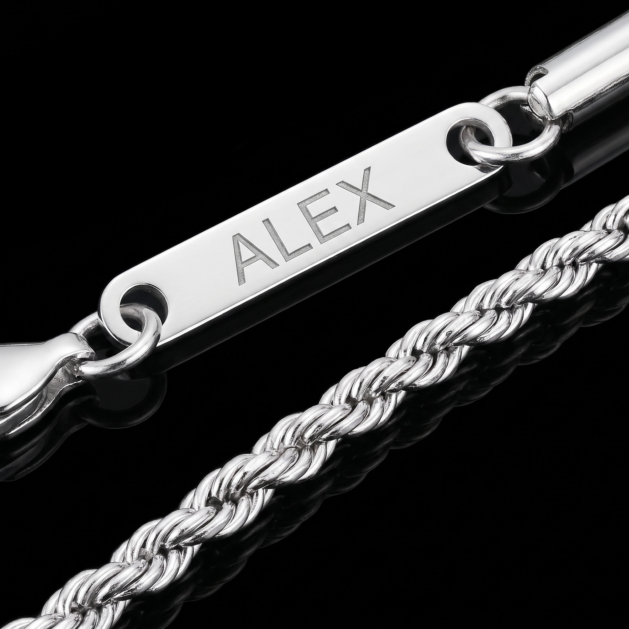 3mm Custom Name Stainless Steel Rope Bracelet