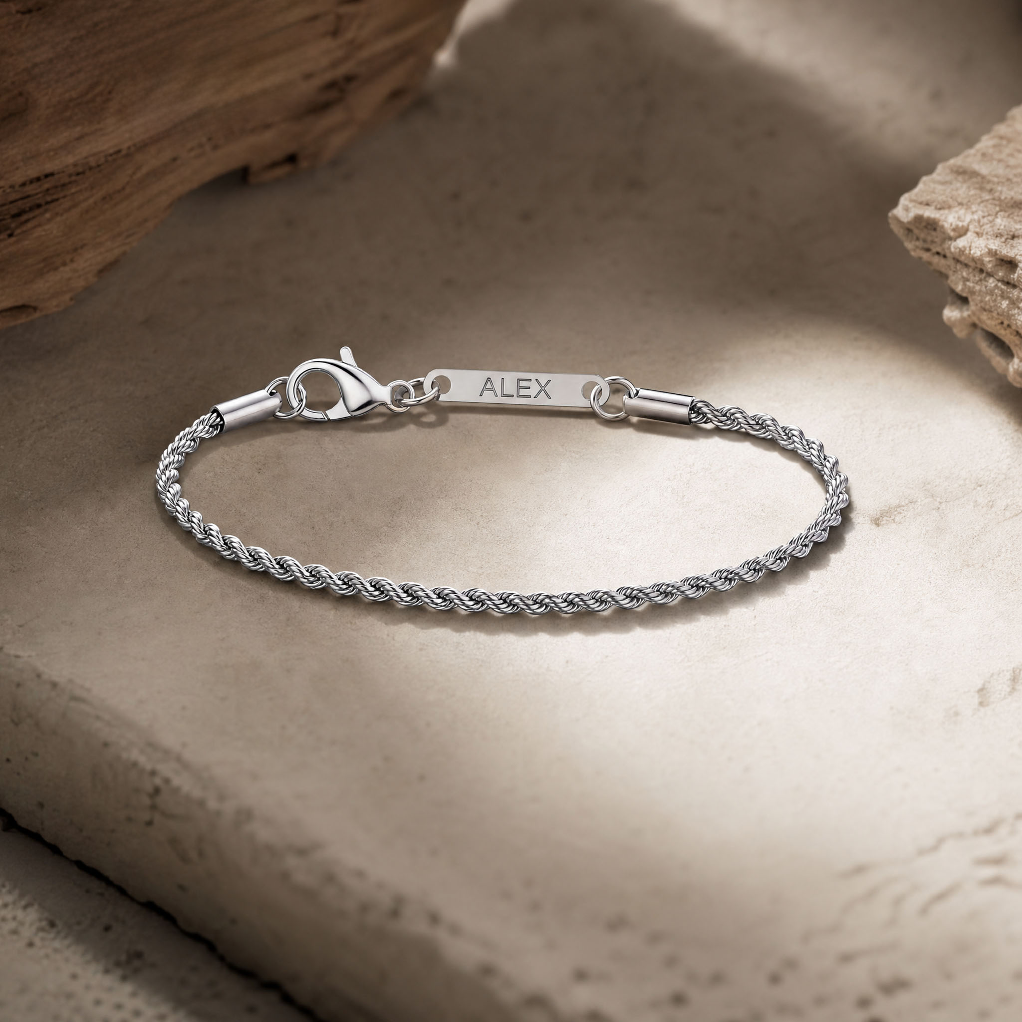 3mm Custom Name Stainless Steel Rope Bracelet