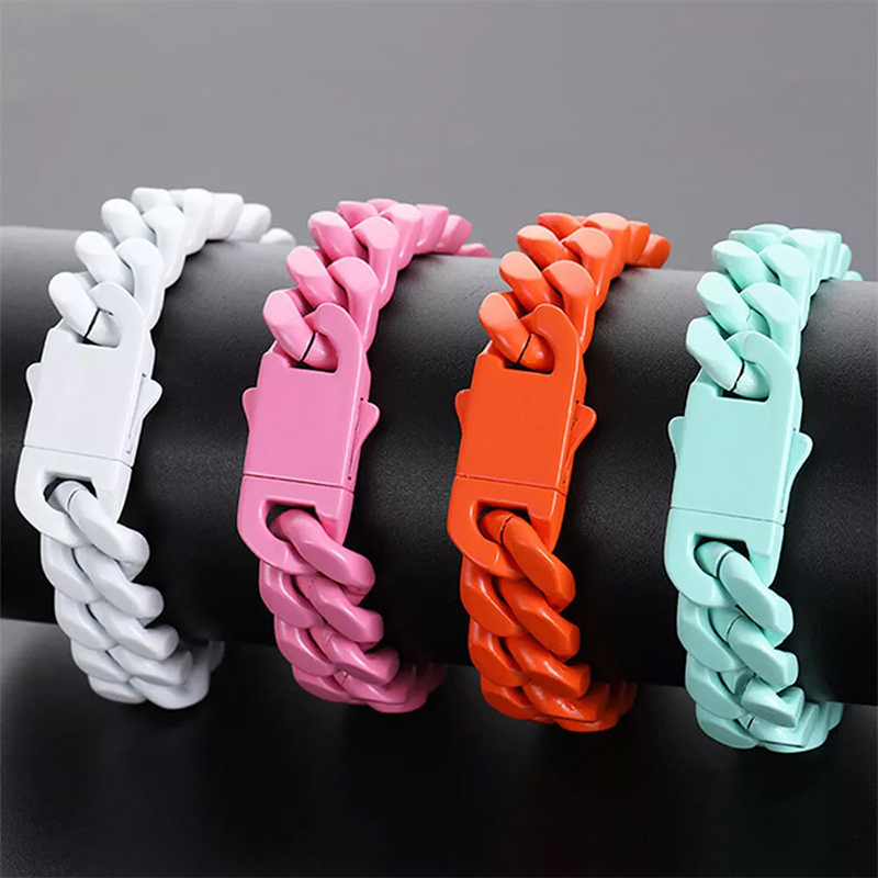 13mm Colorful Cuban Link Bracelet for Men