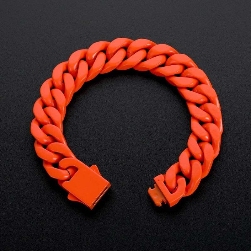 13mm Colorful Cuban Link Bracelet for Men