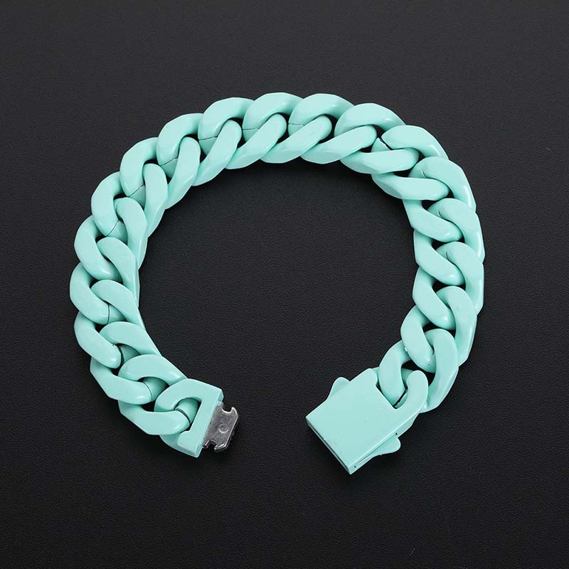 13mm Colorful Cuban Link Bracelet for Men