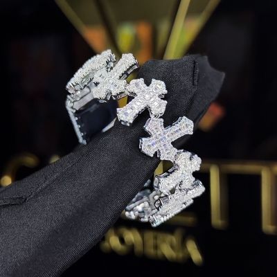 Iced Out Baguette Cut Crosses Bracelet
