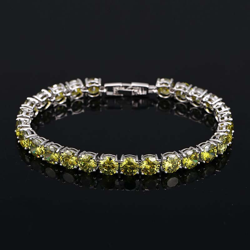 6mm Olive Green Tennis Bracelet in 18K White Gold