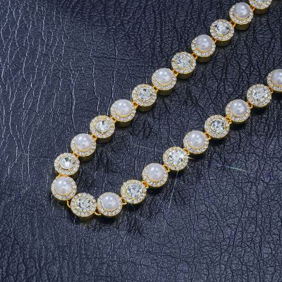 8mm Pearl Tennis Necklace in Gold