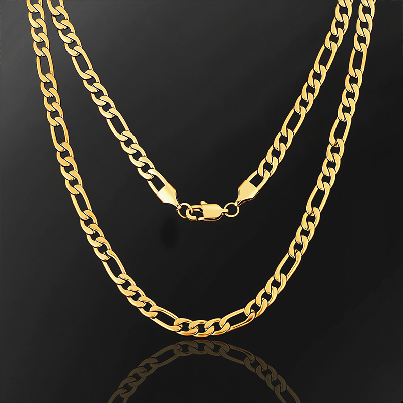 6mm/7mm/8mm/9mm/10mm/12mm Figaro Chain in Gold 6mm/7mm/8mm/9mm/10mm/12mm Figaro Chain in Gold