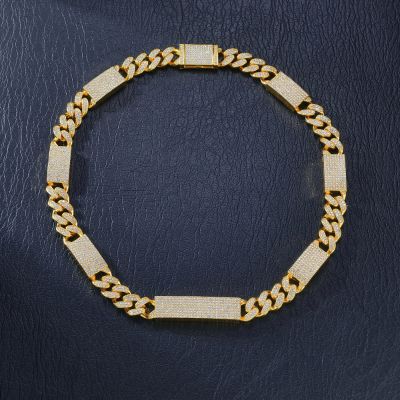 12mm Iced Cuban Chain with Rectangular Link in Gold