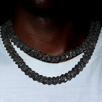 14mm Iced Miami Cuban Chain in Black Gold