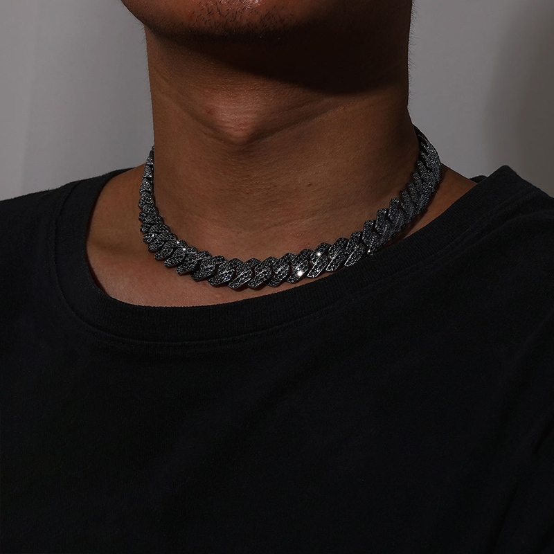 14mm Iced Miami Cuban Chain in Black Gold