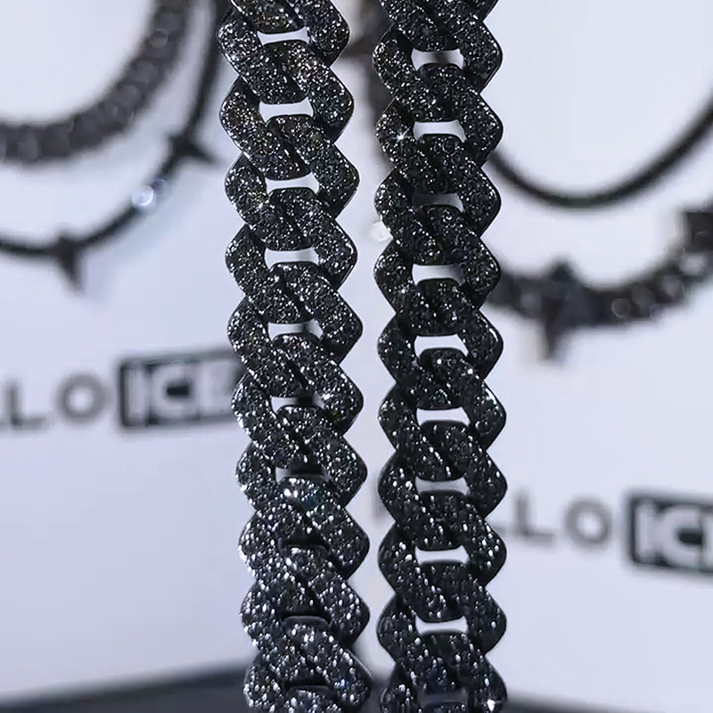 14mm Iced Miami Cuban Chain in Black Gold