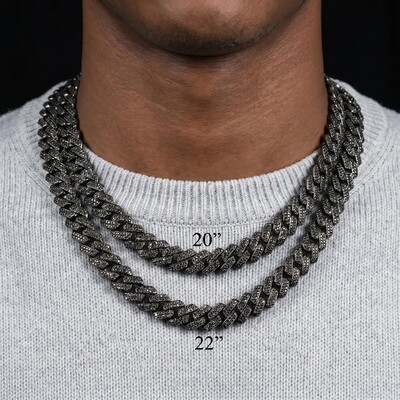 14mm Iced Miami Cuban Chain in Black Gold