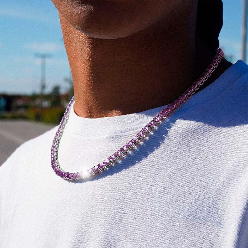 4mm Purple Iced Tennis Chain