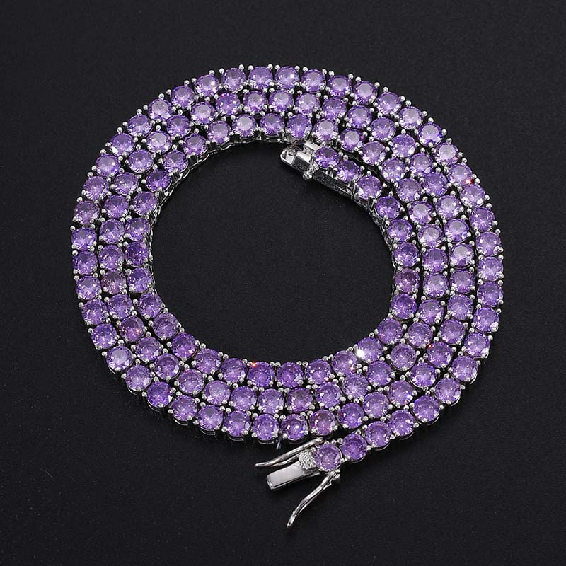 4mm Purple Iced Tennis Chain