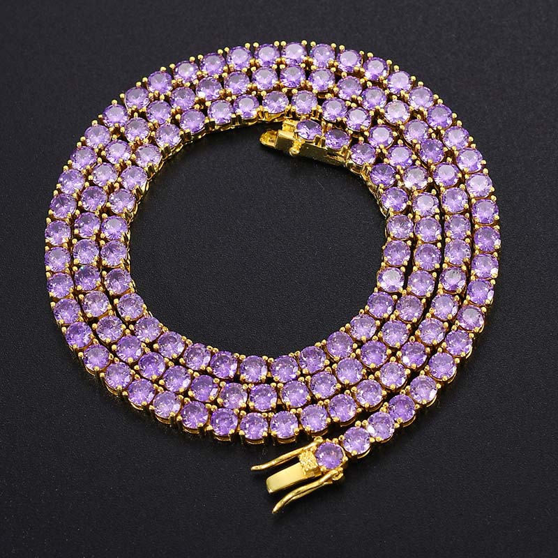 4mm Purple Iced Tennis Chain