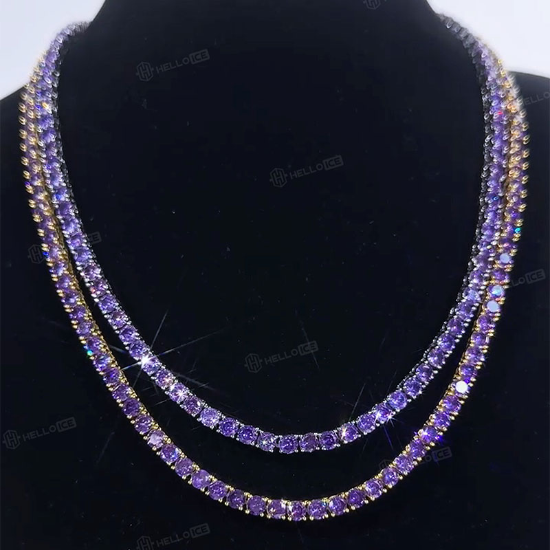 4mm Purple Iced Tennis Chain