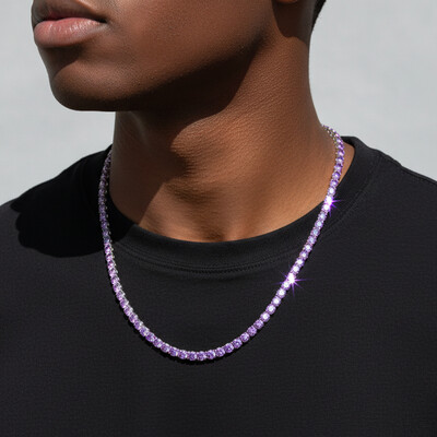 4mm Purple Iced Tennis Chain